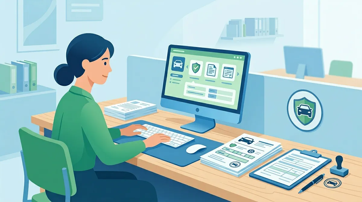 Ilustracja rejestracji pojazdu i zgłoszenia ubezpieczeniowego